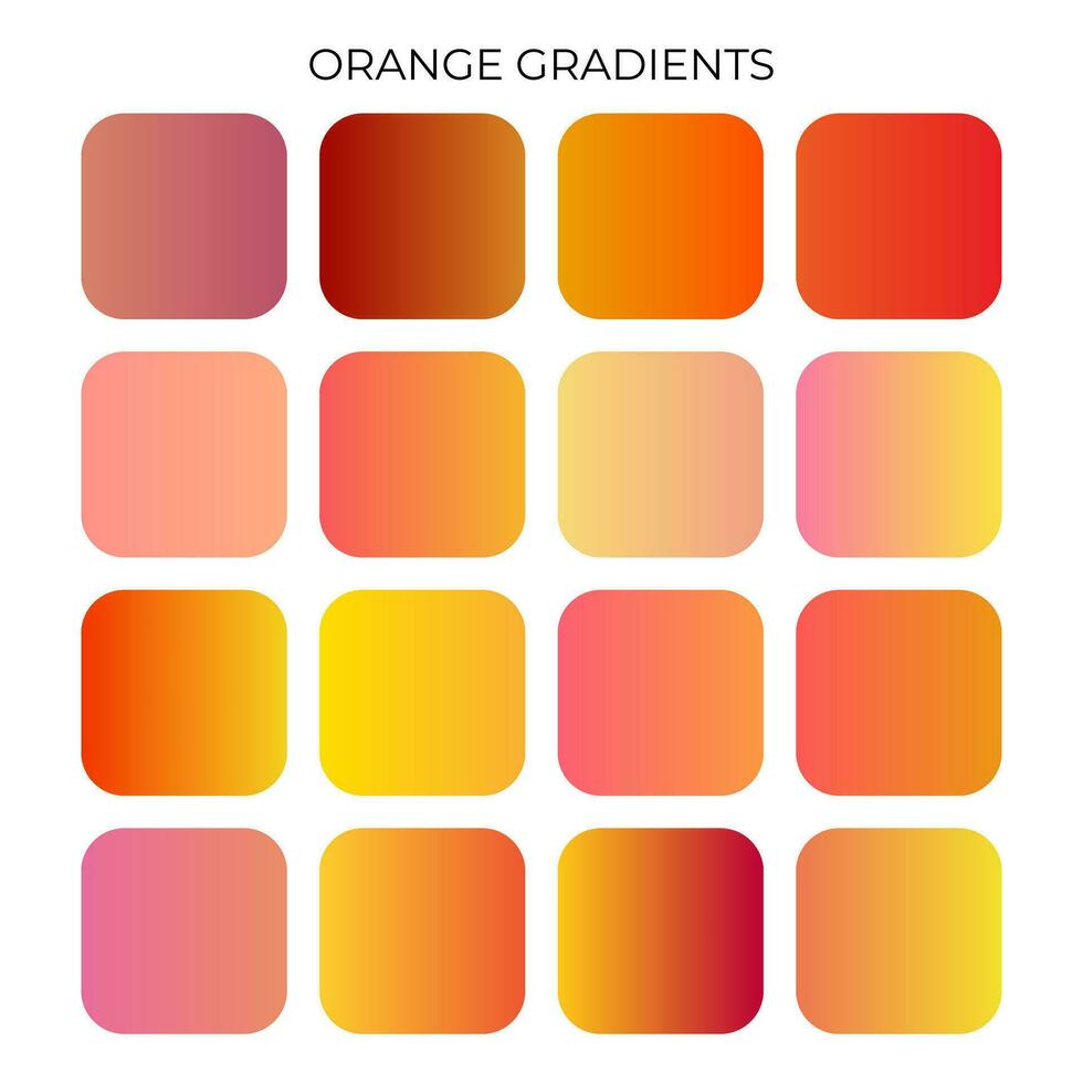 SET OF ORANGE GRADIENT COLOR PALETTE vector