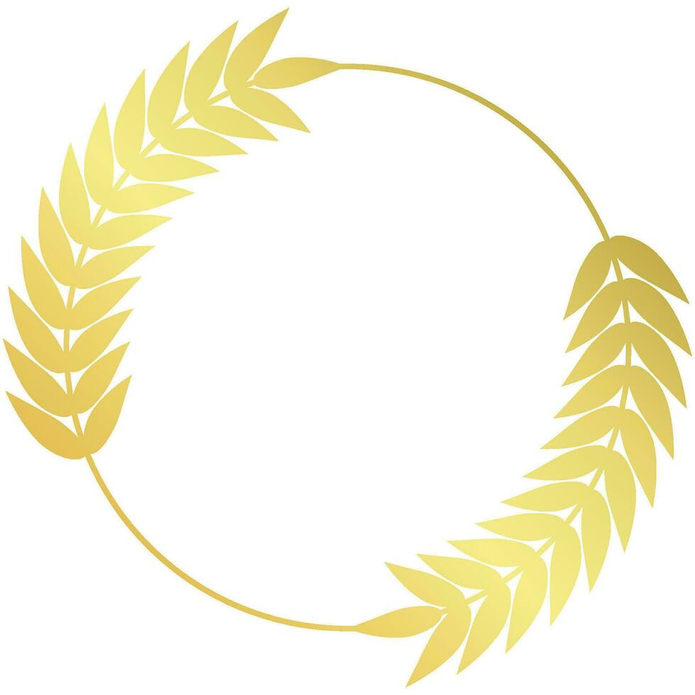 circular golden leaf branches award frame logo design luxury gold wreath vector