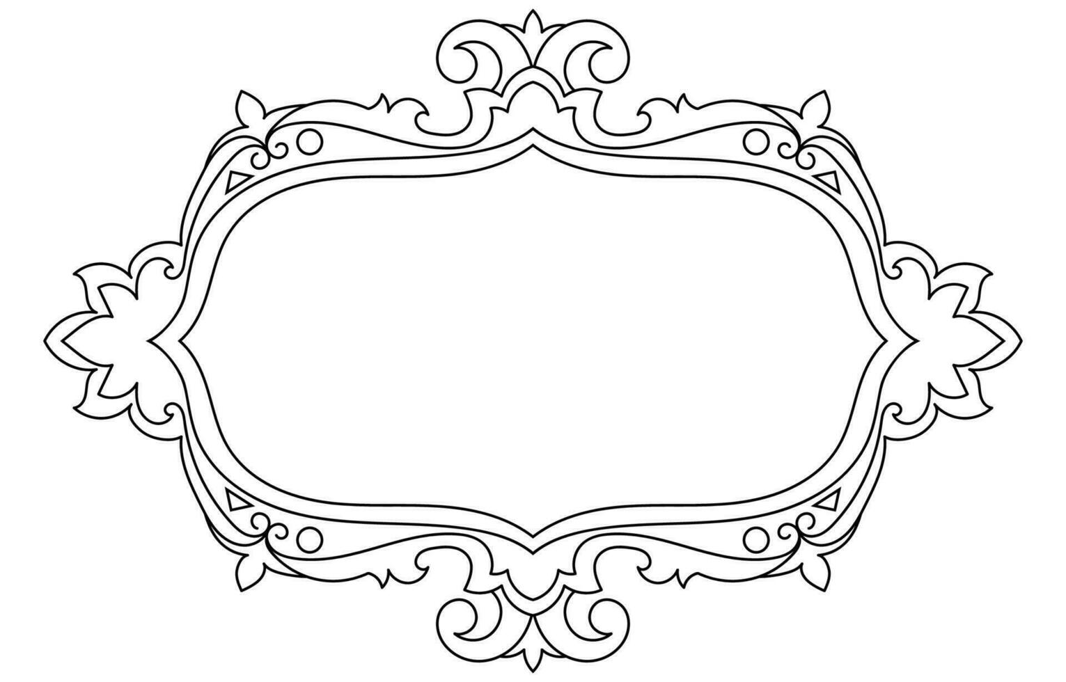 Vintage frame, abstract scrolling flowers for mirrors and carpet pattern elements. vector