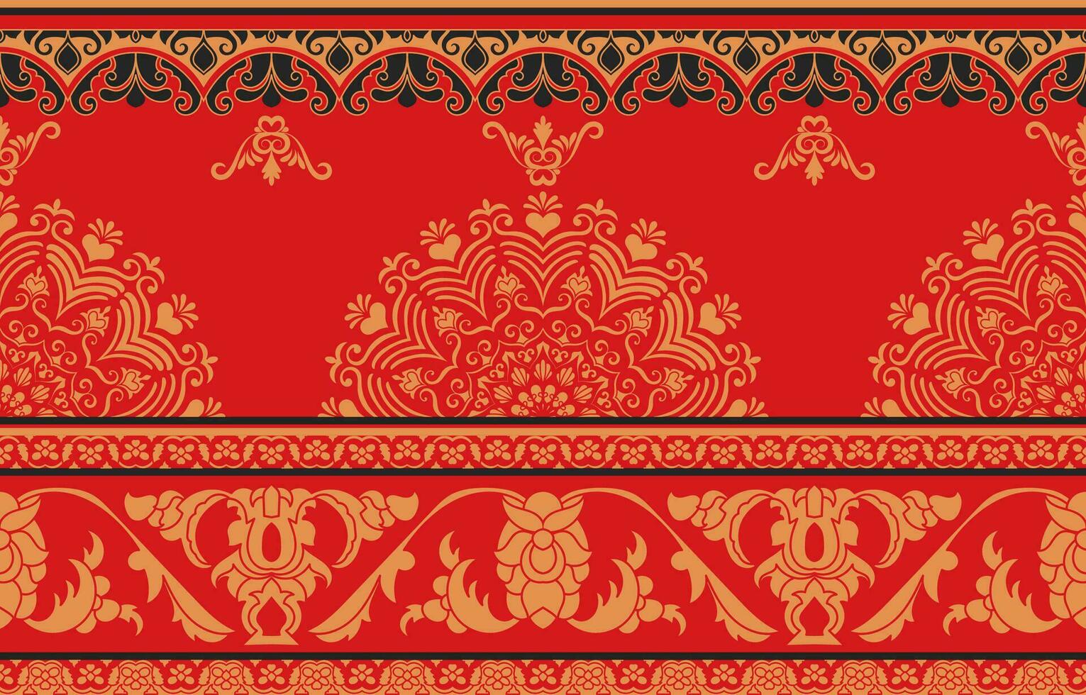 golden pattern red background chinese new year Pattern for red ethnic tribal dress. vector