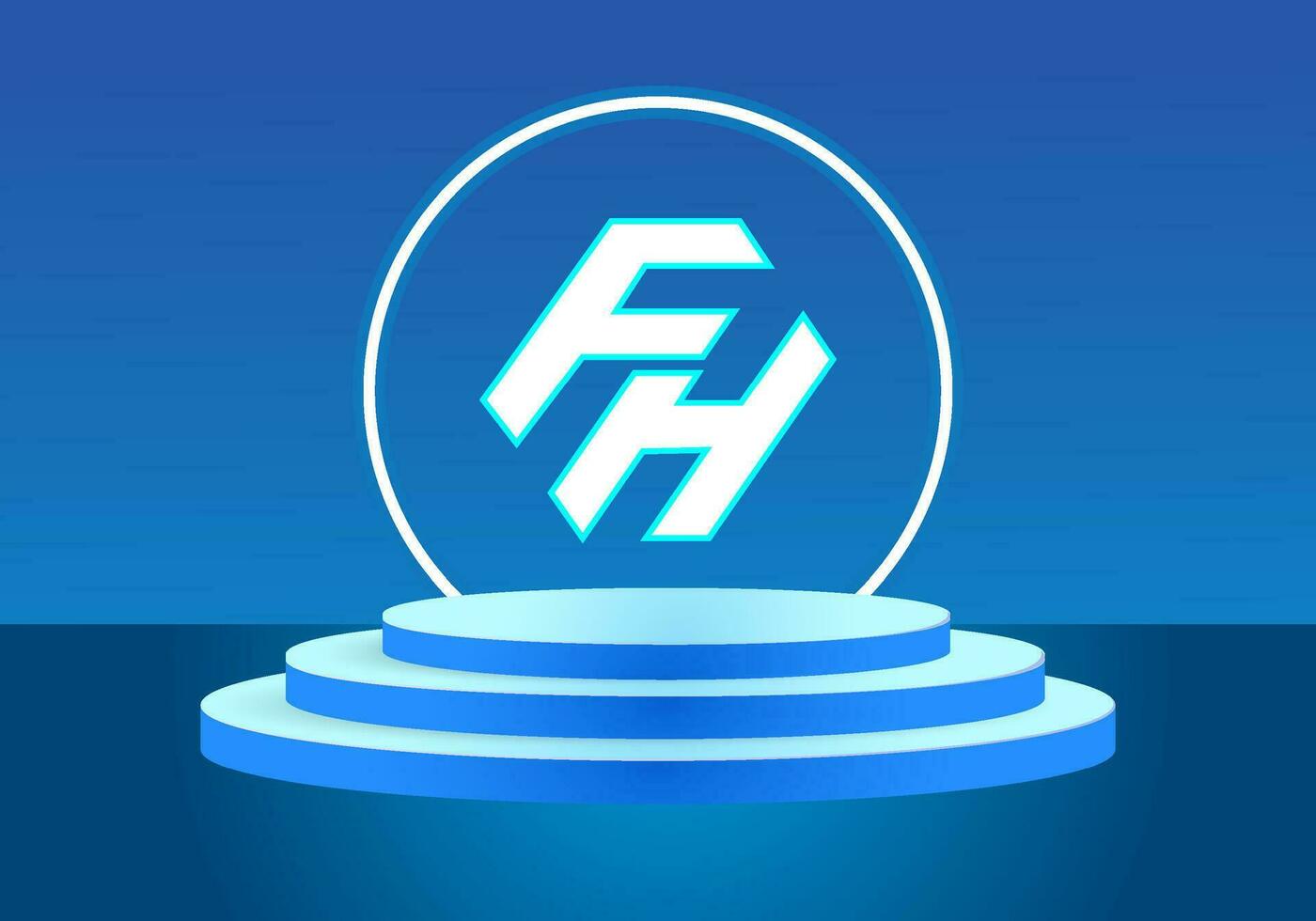 Letter FH blue logo sign. Vector logo design for business.
