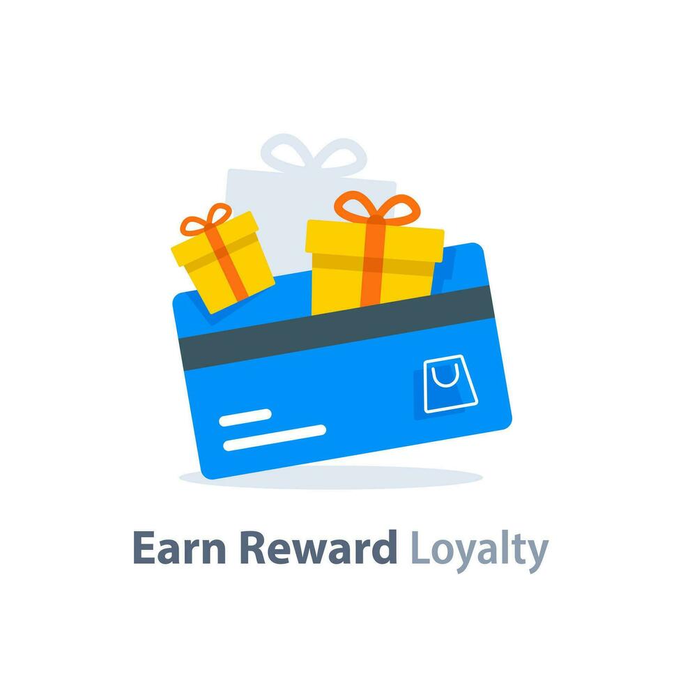 Earn Reward,loyalty program,earn points,collect bonus,redeem special prize, wonder box vector