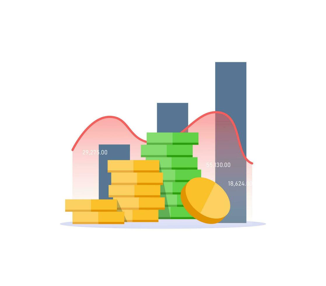 financial data concept or investment market profit bar and success market stock technology currency report vector
