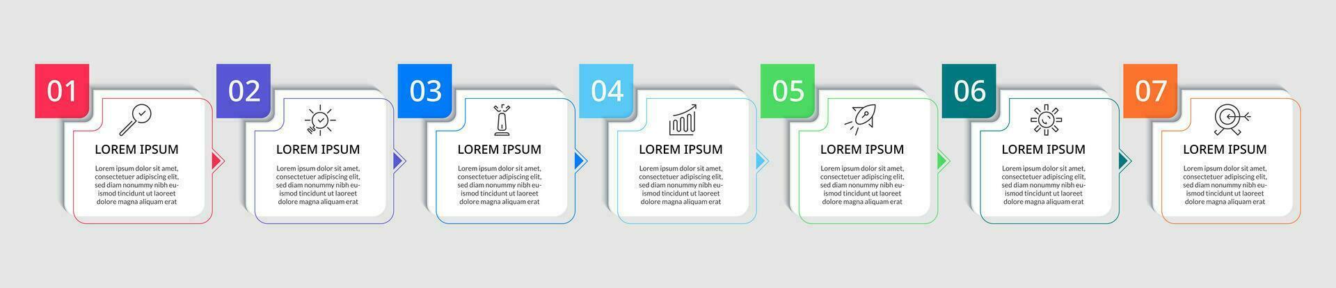 Vector Infographic design business template with icons and 7 options or steps. square design or diagram