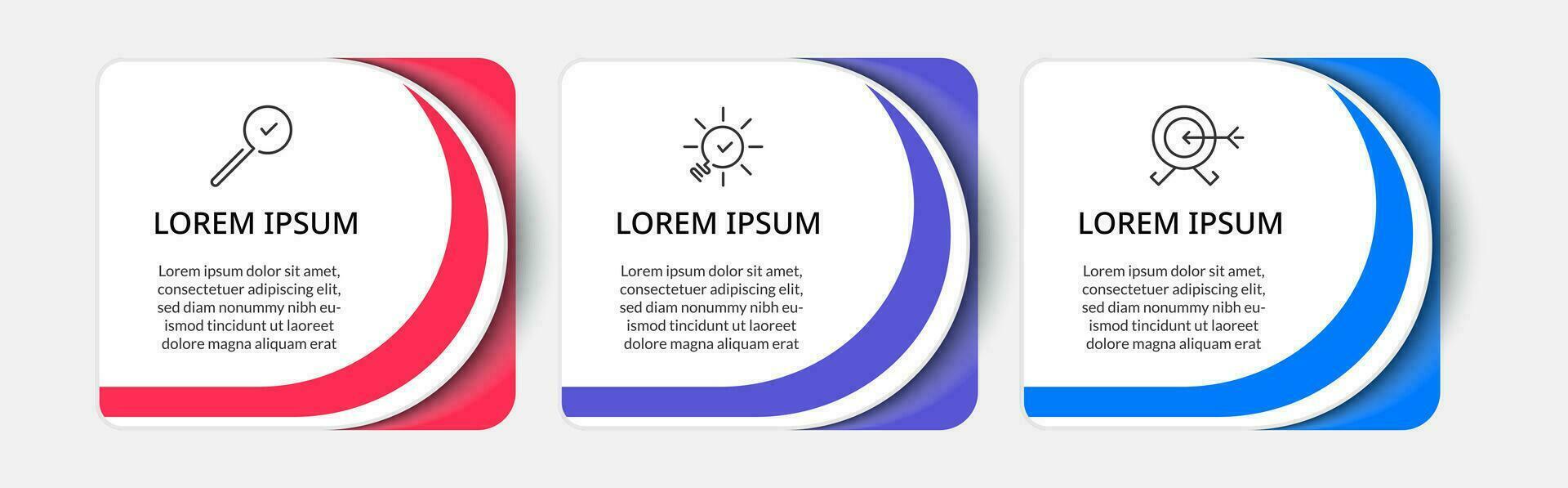 Vector Infographic design business template with icons and 3 options or steps. square design or diagram