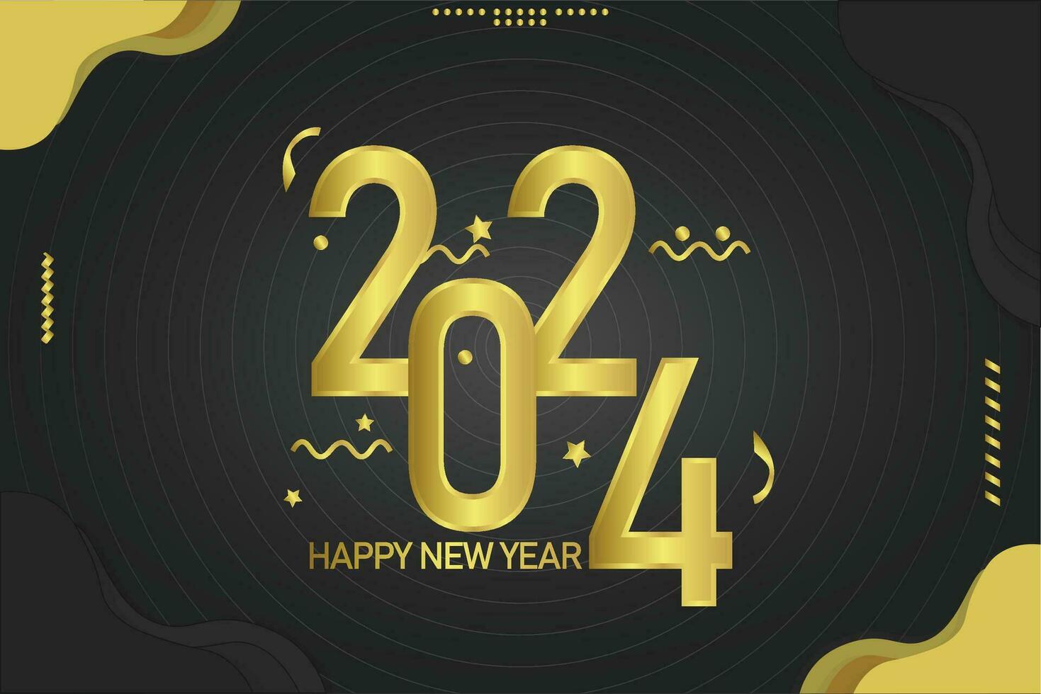 2024 happy new year text effect golden 2024 years abstract background design vector