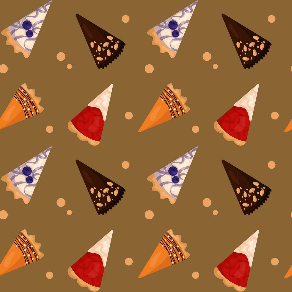 Vector pattern with pieces of different pies