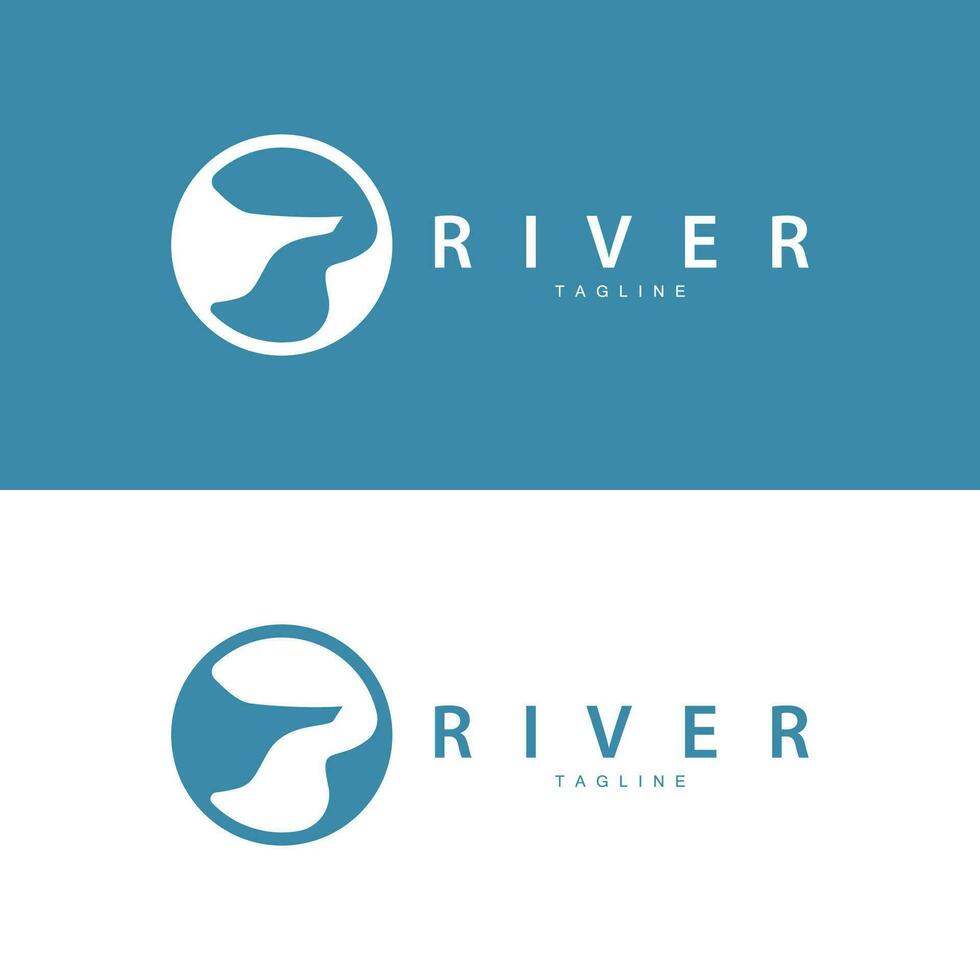 río logo vector río banco montaña diseño agricultura símbolo ilustración