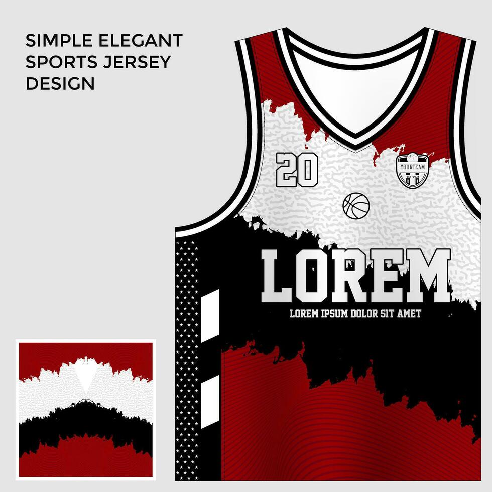 sencillo elegante resumen rojo baloncesto jersey sublimación modelo vector