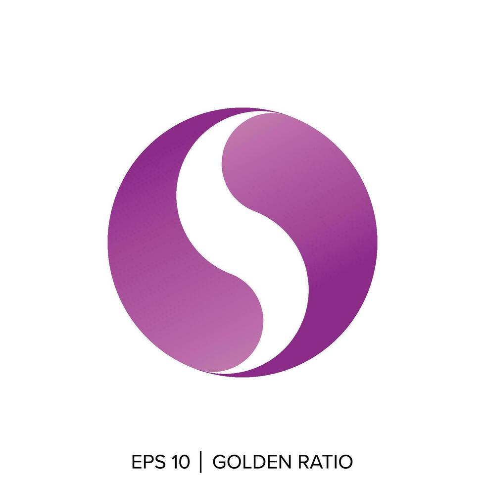 s circle yin yang logo golden ratio template, s yin yang logo elements vector