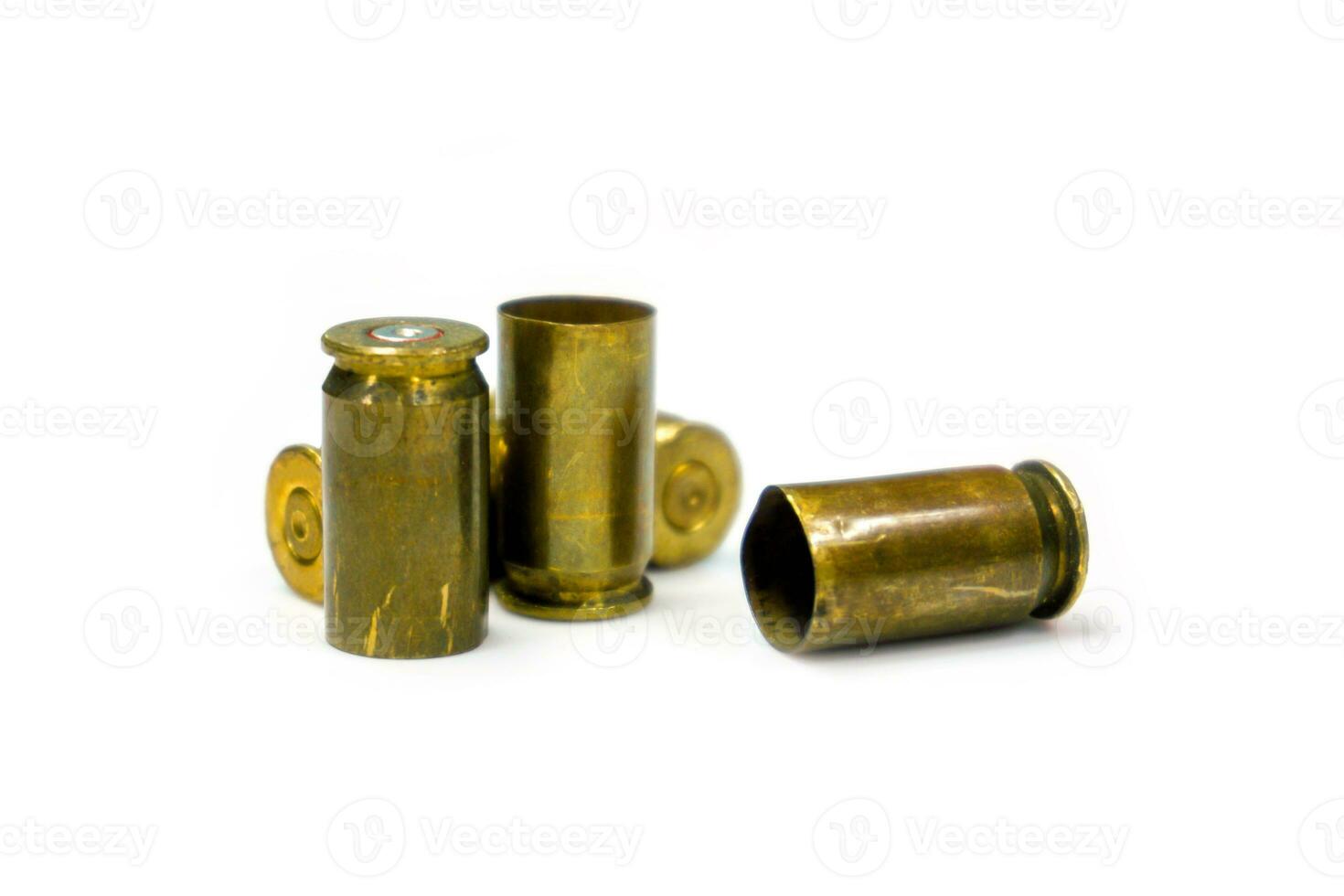 Group of bullet shells isolate on white background. photo