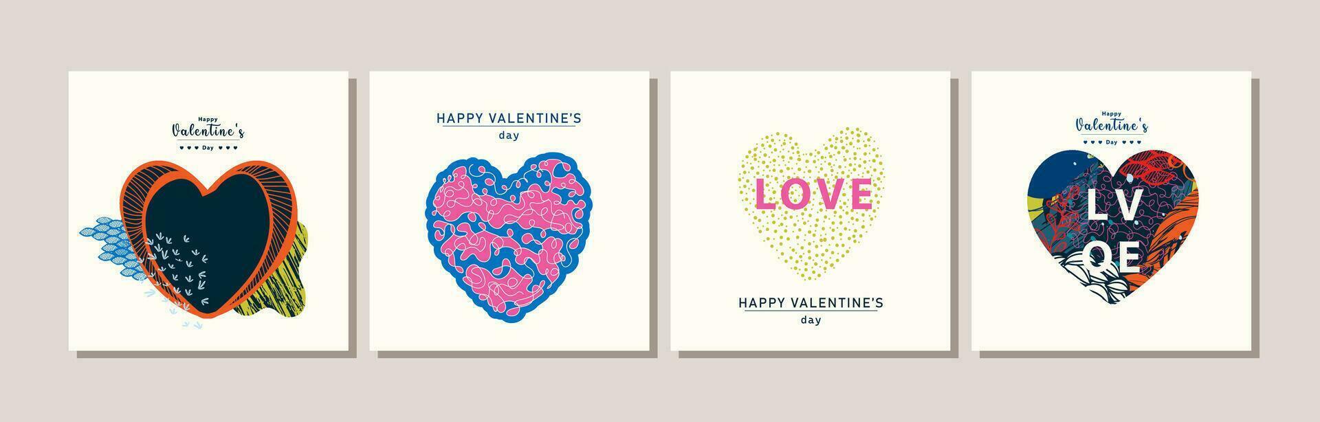 elegante contento San Valentín día tarjeta colección vector