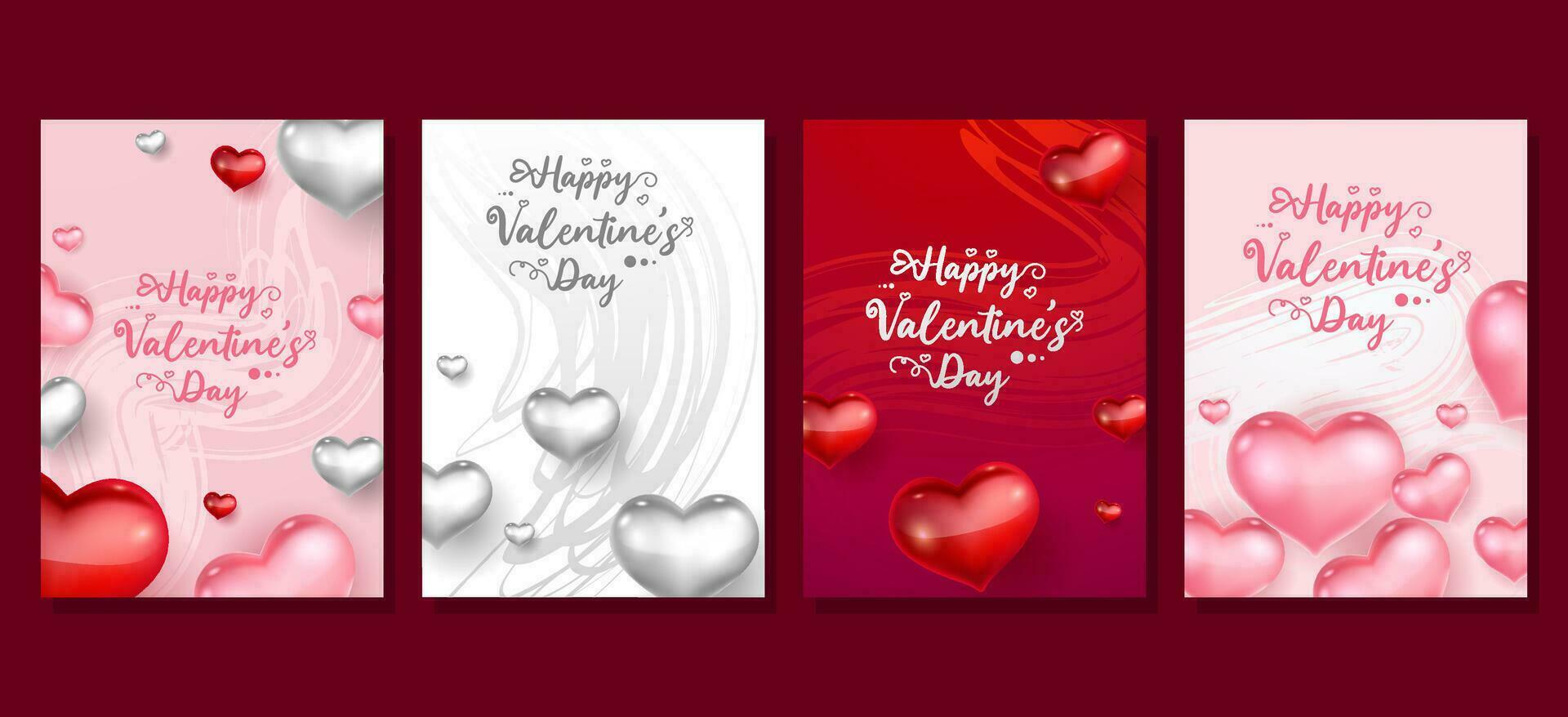 Happy Valentine's Day template set. For Social Media post, flyer, poster, banner, cover design vector