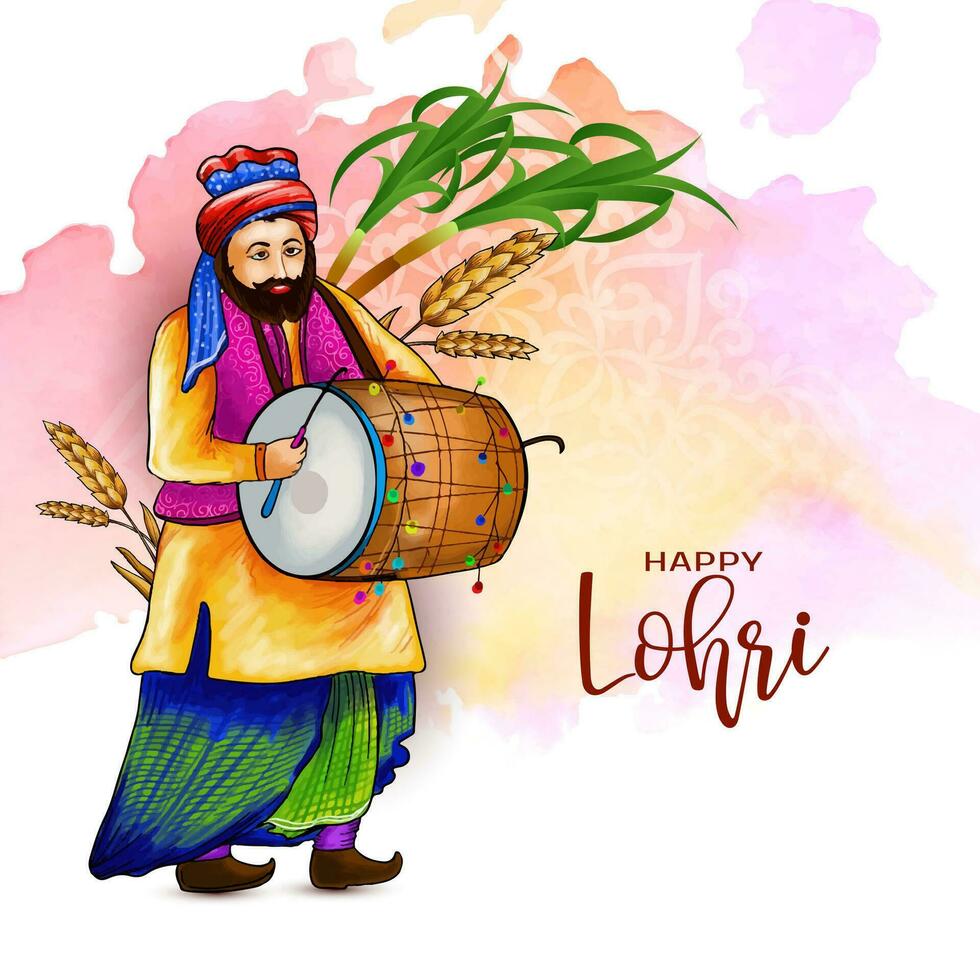 Happy Lohri indian festival celebration background design vector