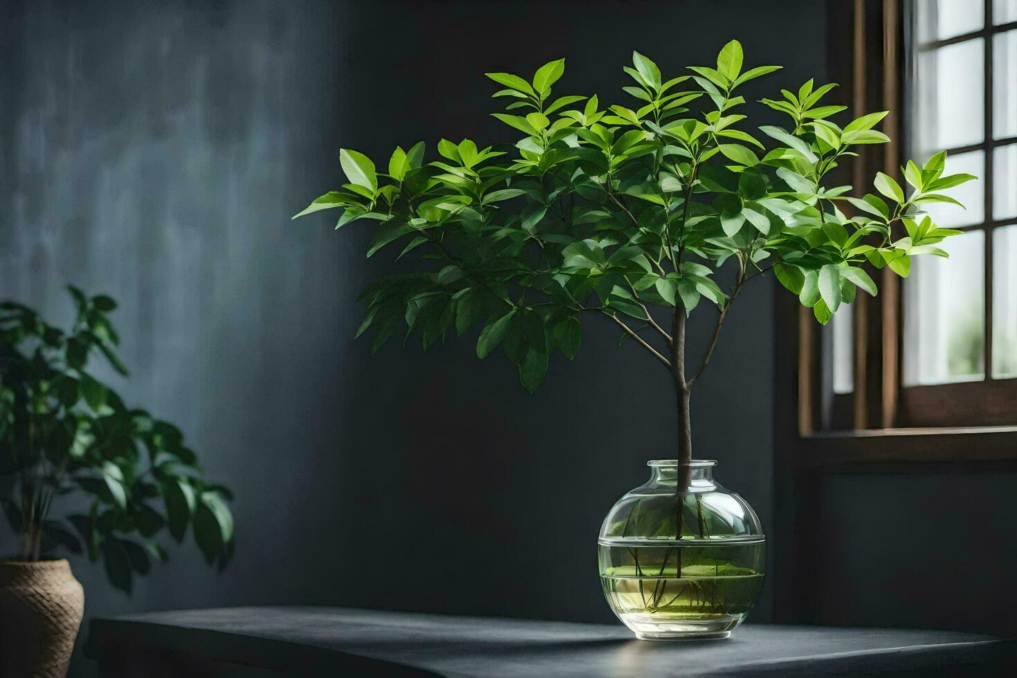 ai generado un en conserva planta en un mesa foto