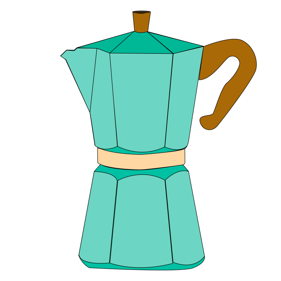 Italian coffee maker or moka pot green pastel. flat design. png