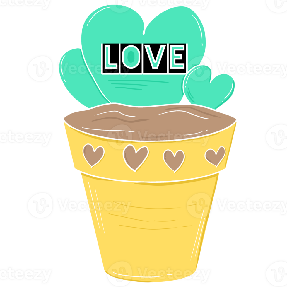 green heart shaped cactus in a plant pot png