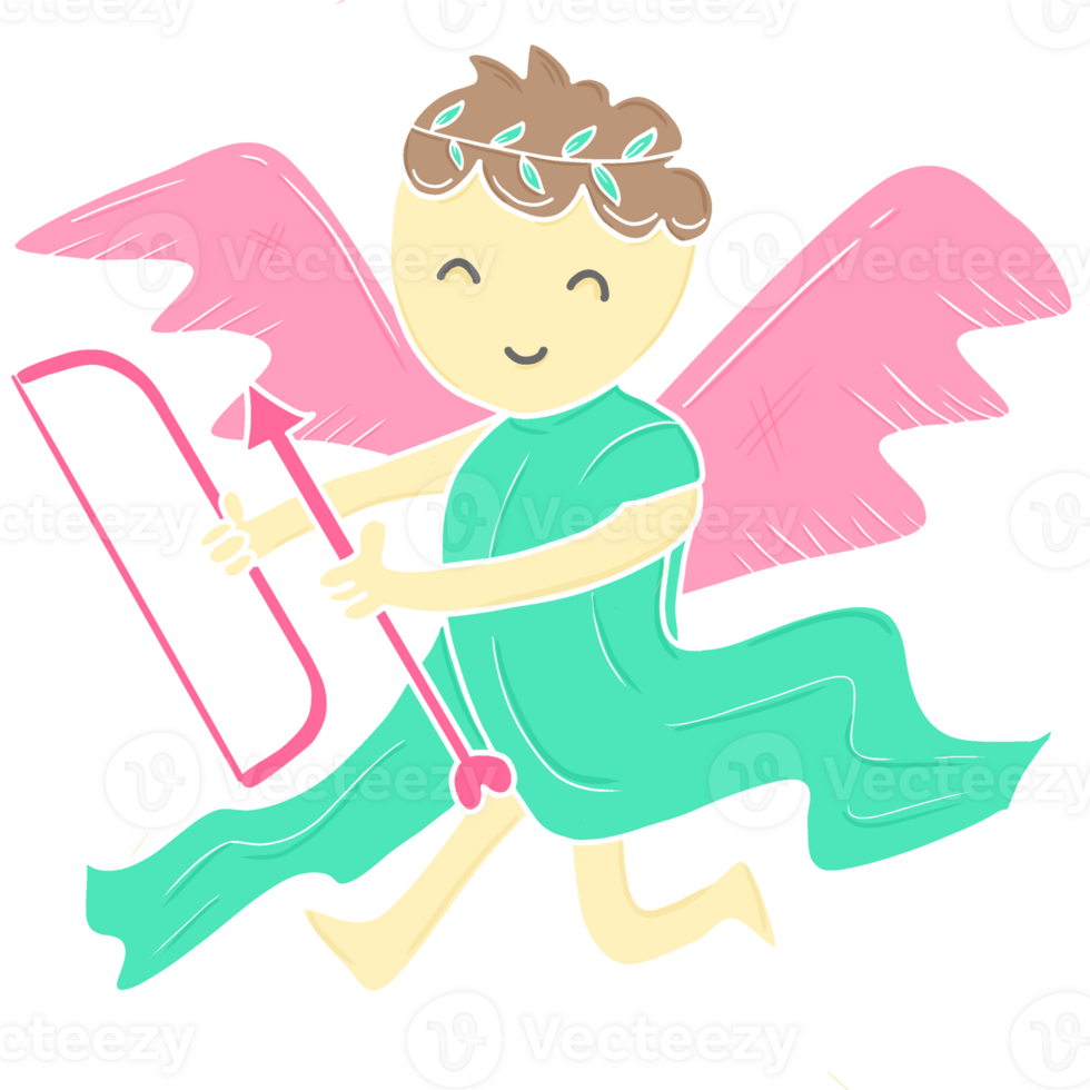 Cute child Cupid holding a bow and arrow png