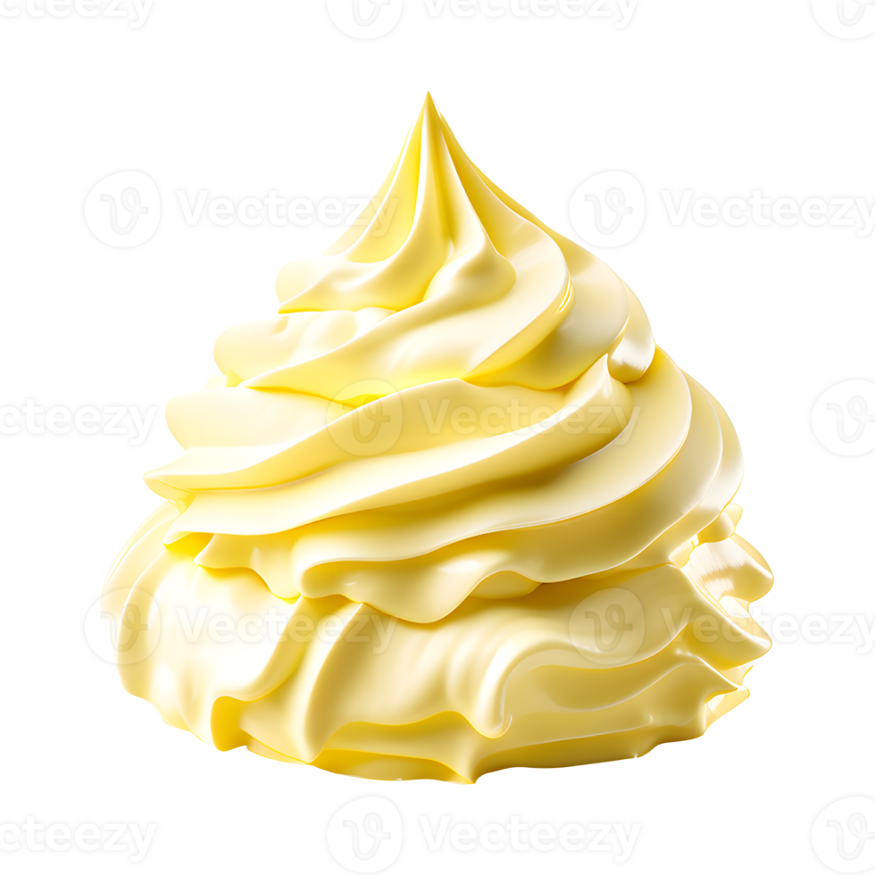 AI generated Yellow Whipped Cream Swirl Isolated on Transparent Background png