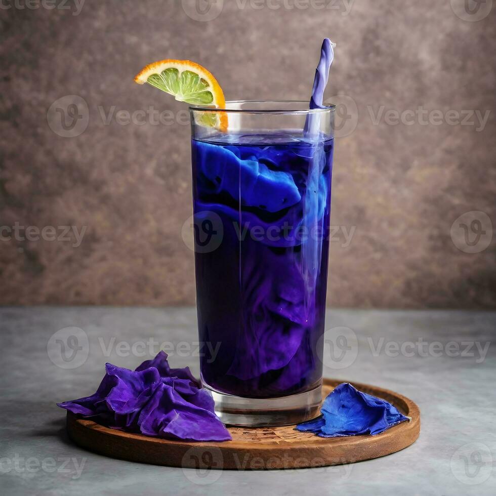 AI generated An enchanted elixir that changes colors as you drink it. The secret ingredient could be butterfly pea flower extract. ai generative photo