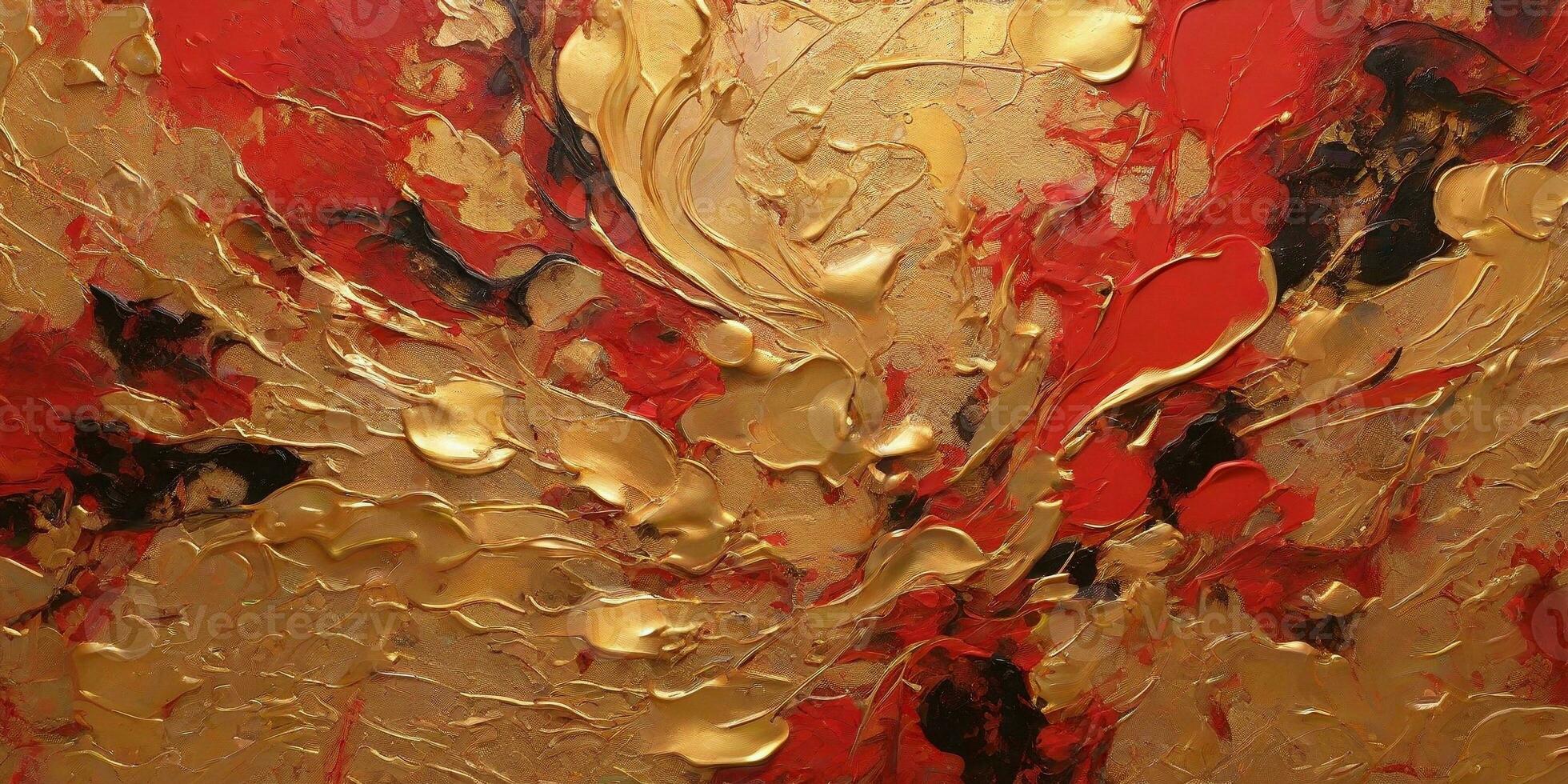 AI generated Background abstact gold painting with gold mix red paint, in the style of color splash. ai generative photo