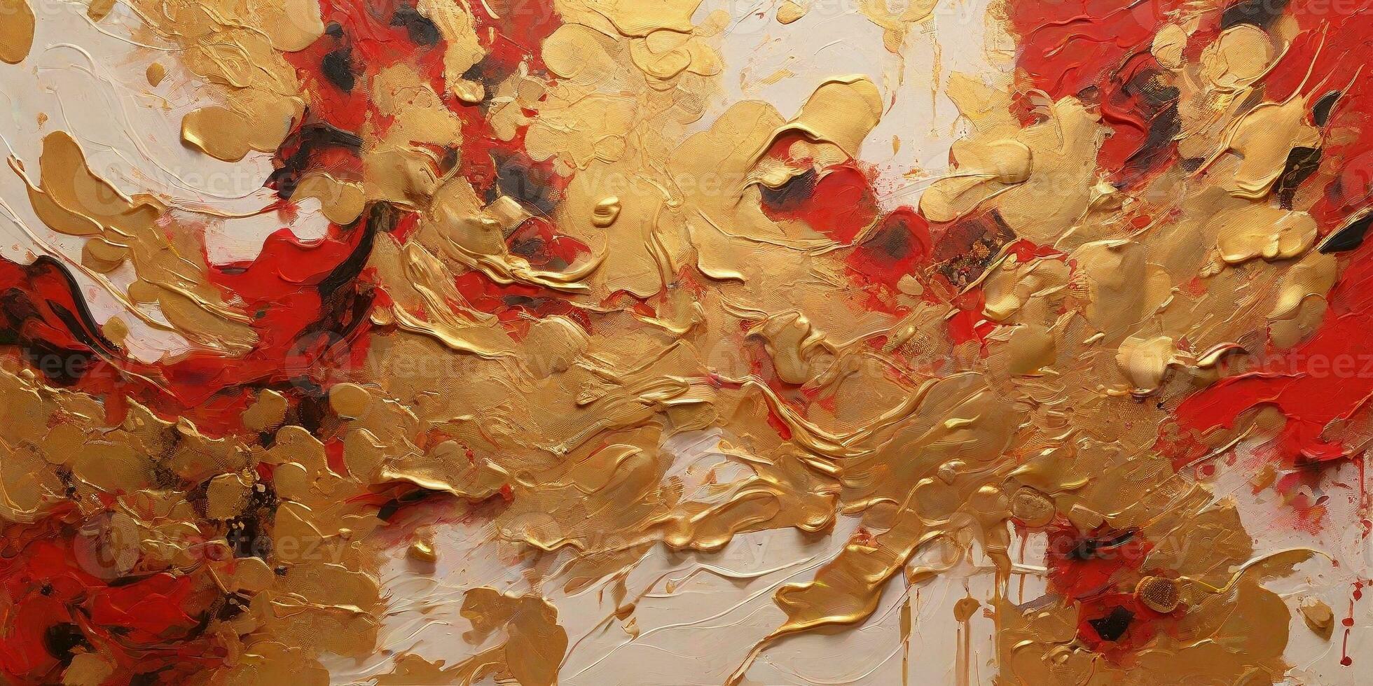 AI generated Background abstact gold painting with gold mix red paint, in the style of color splash. ai generative photo