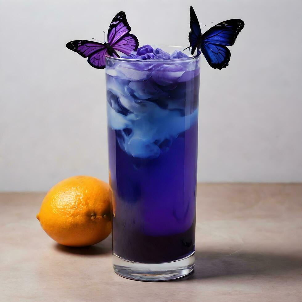 AI generated An enchanted elixir that changes colors as you drink it. The secret ingredient could be butterfly pea flower extract. ai generative photo