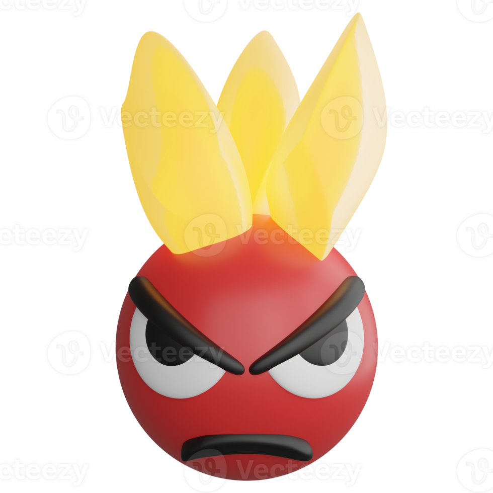 Angry emoji clipart flat design icon isolated on transparent background, 3D render emoji and emoticon concept png