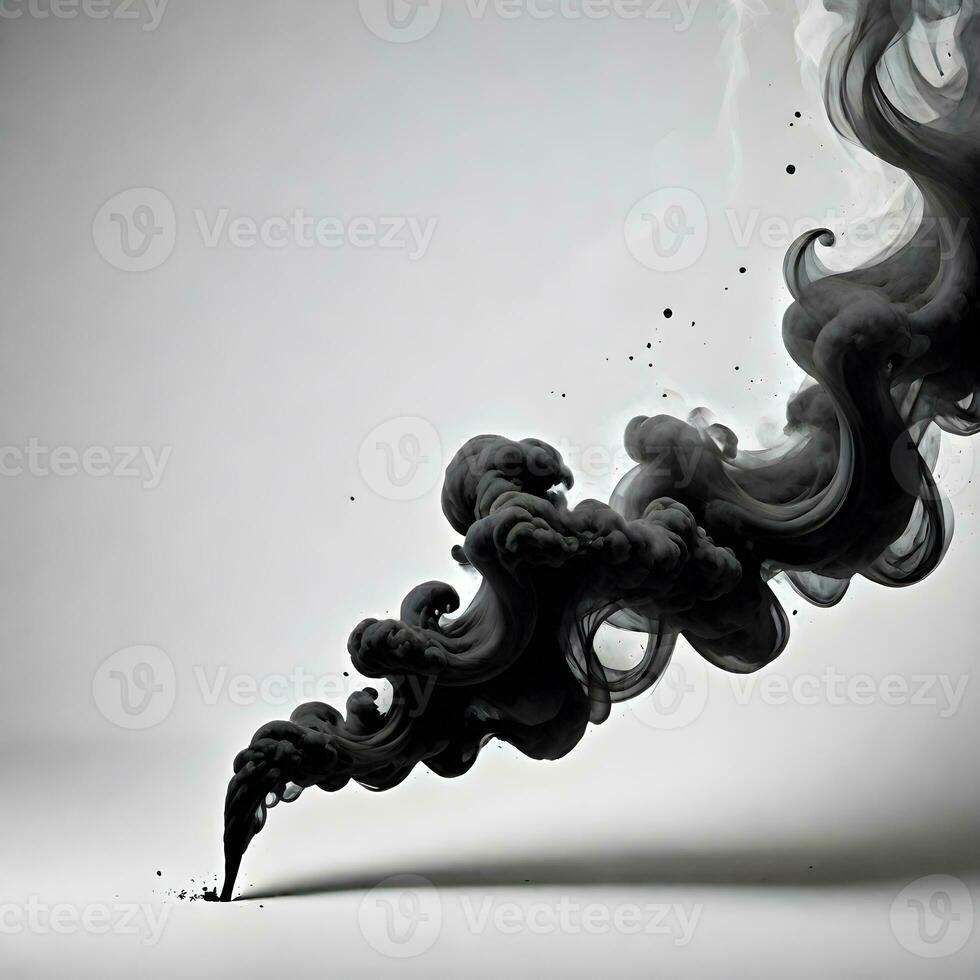 AI generated black smoke abstact art isolated white background. ai generative. photo