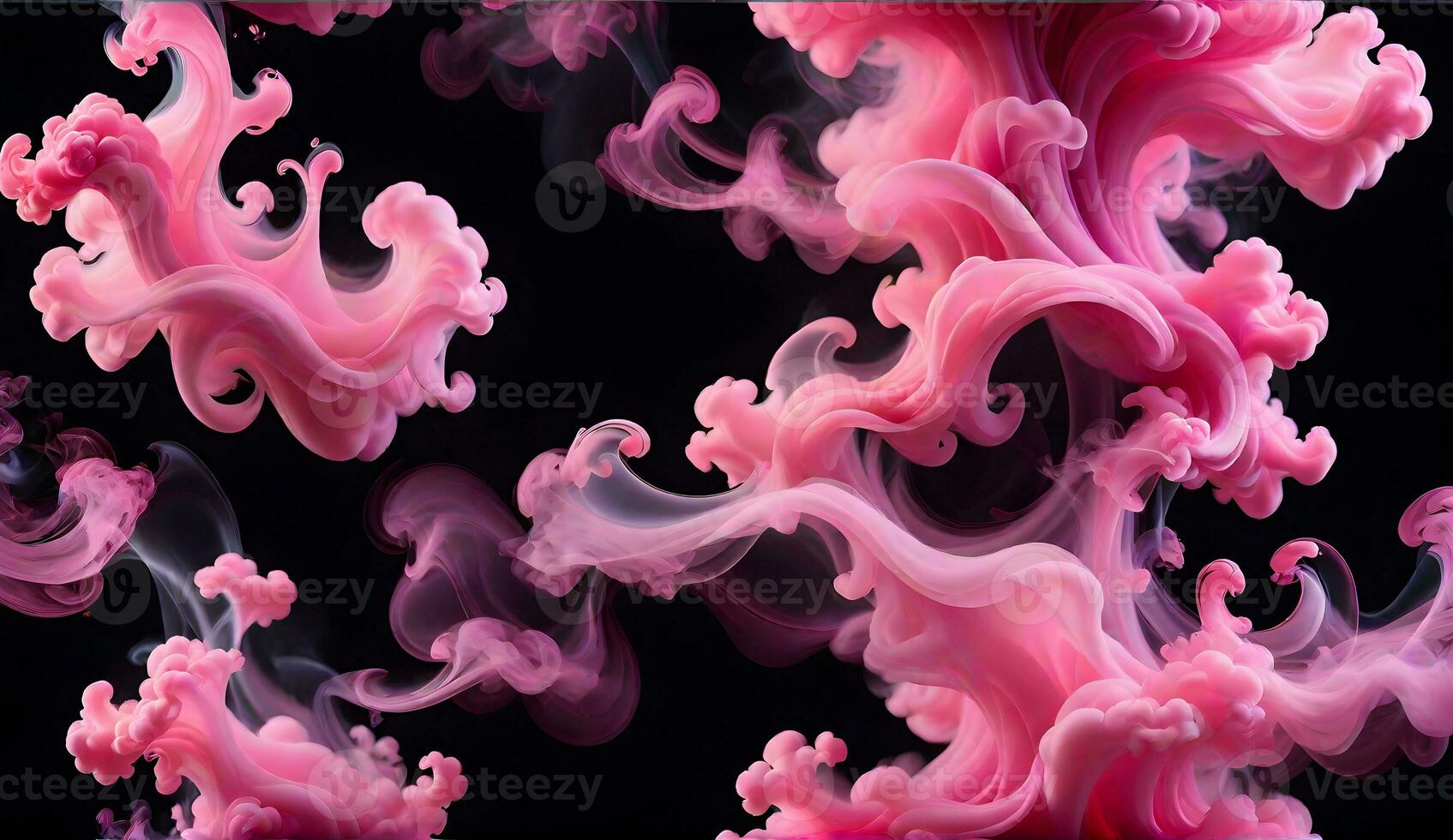 AI generated pink smoke abstact art isolated black background. ai generative. photo