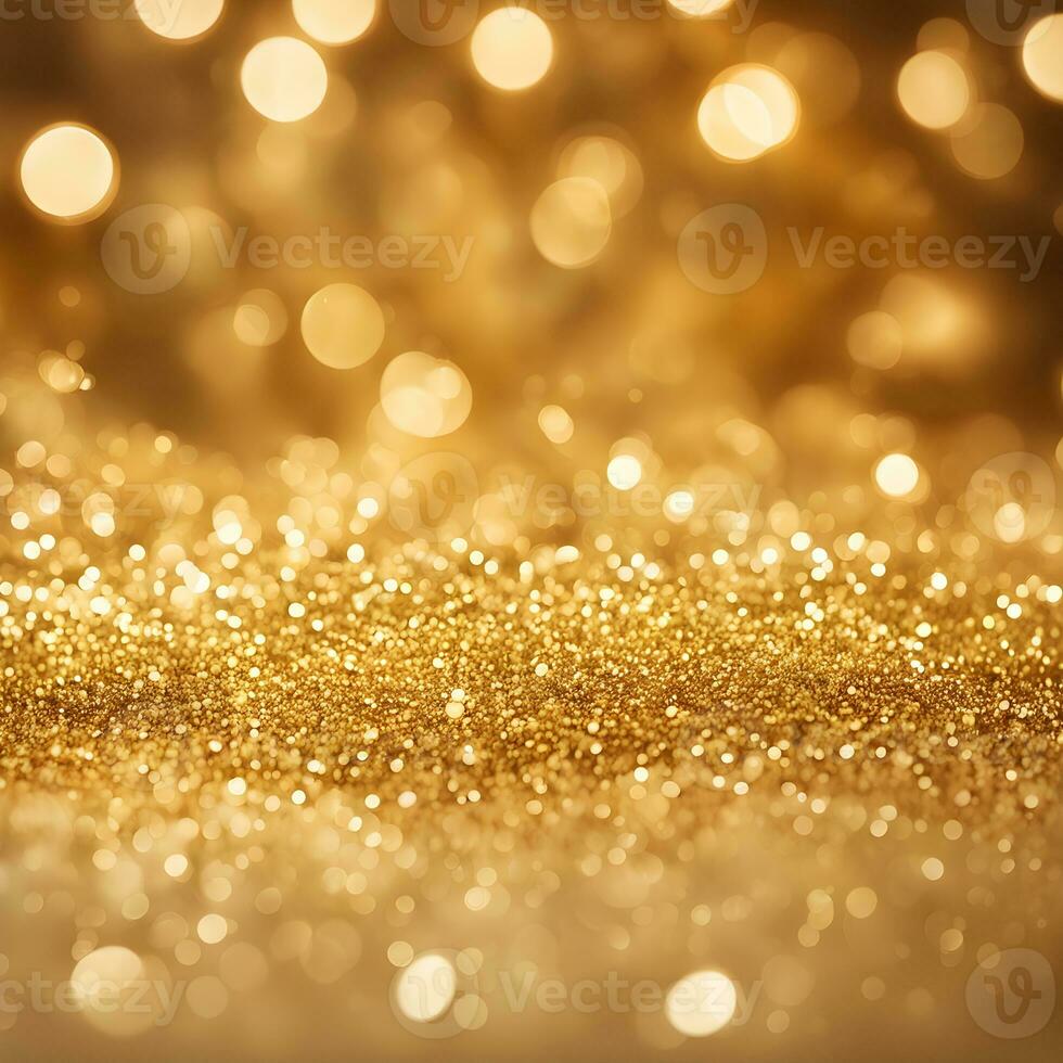 AI generated abstract background, Golden glitter christmas with bokeh defocused lights. ai generative photo