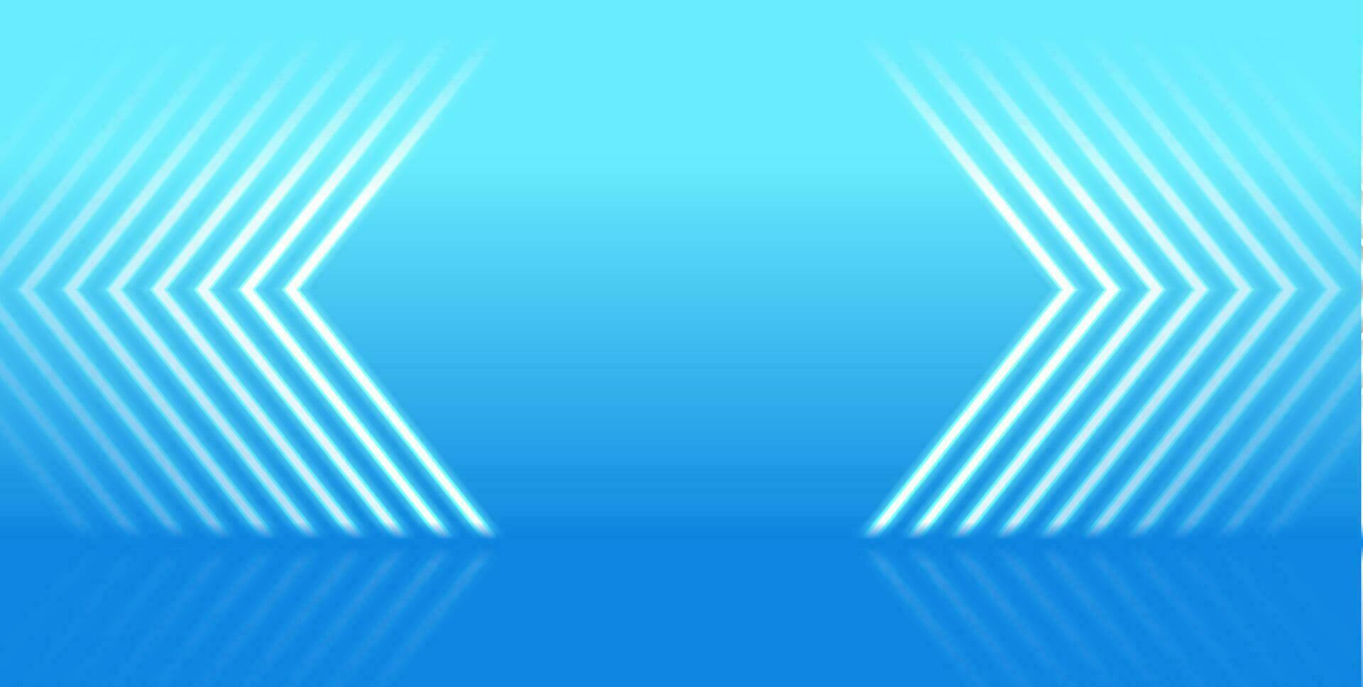 Blue glowing neon arrows abstract tech background vector