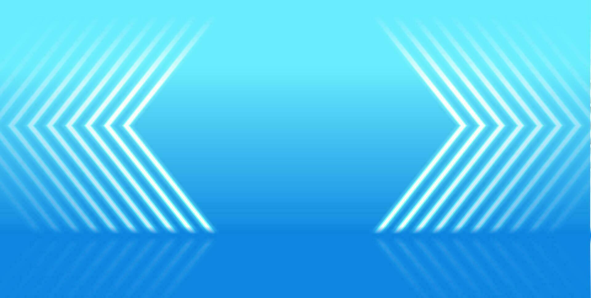 Blue glowing neon arrows abstract tech background vector