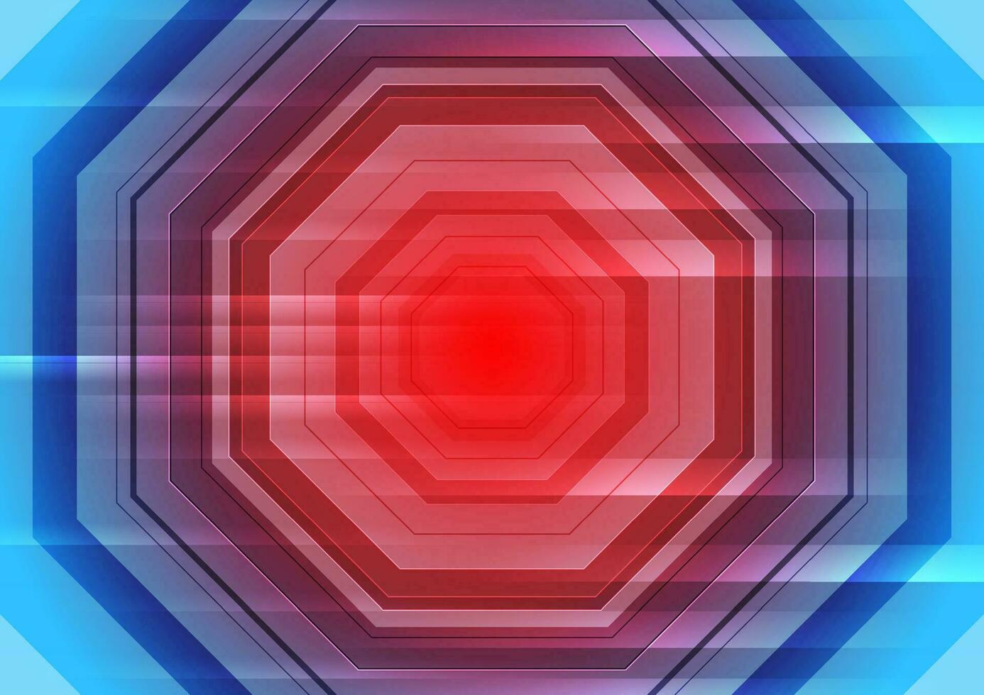 Red blue glossy octagons abstract tech background vector