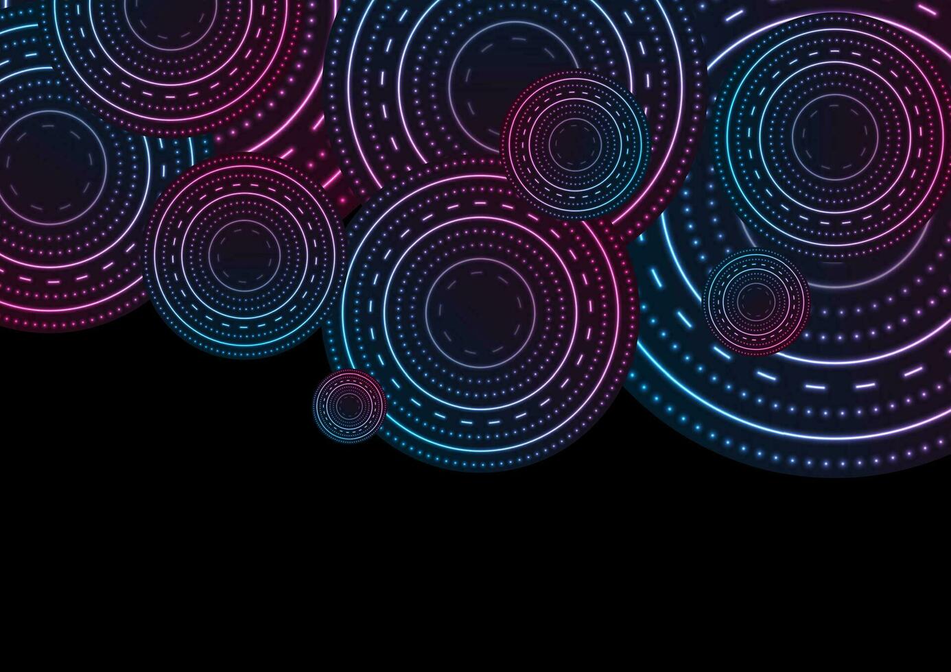 Glowing neon abstract futuristic background with circles vector