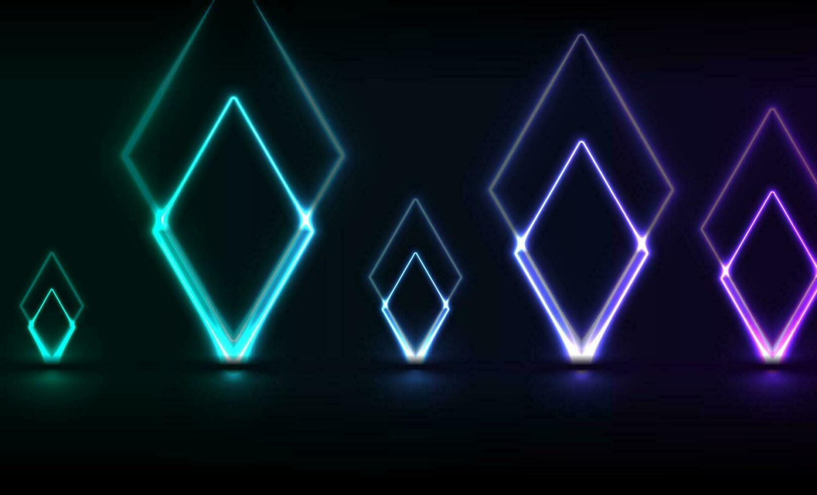 Cyan violet neon laser rhombuses technology background vector