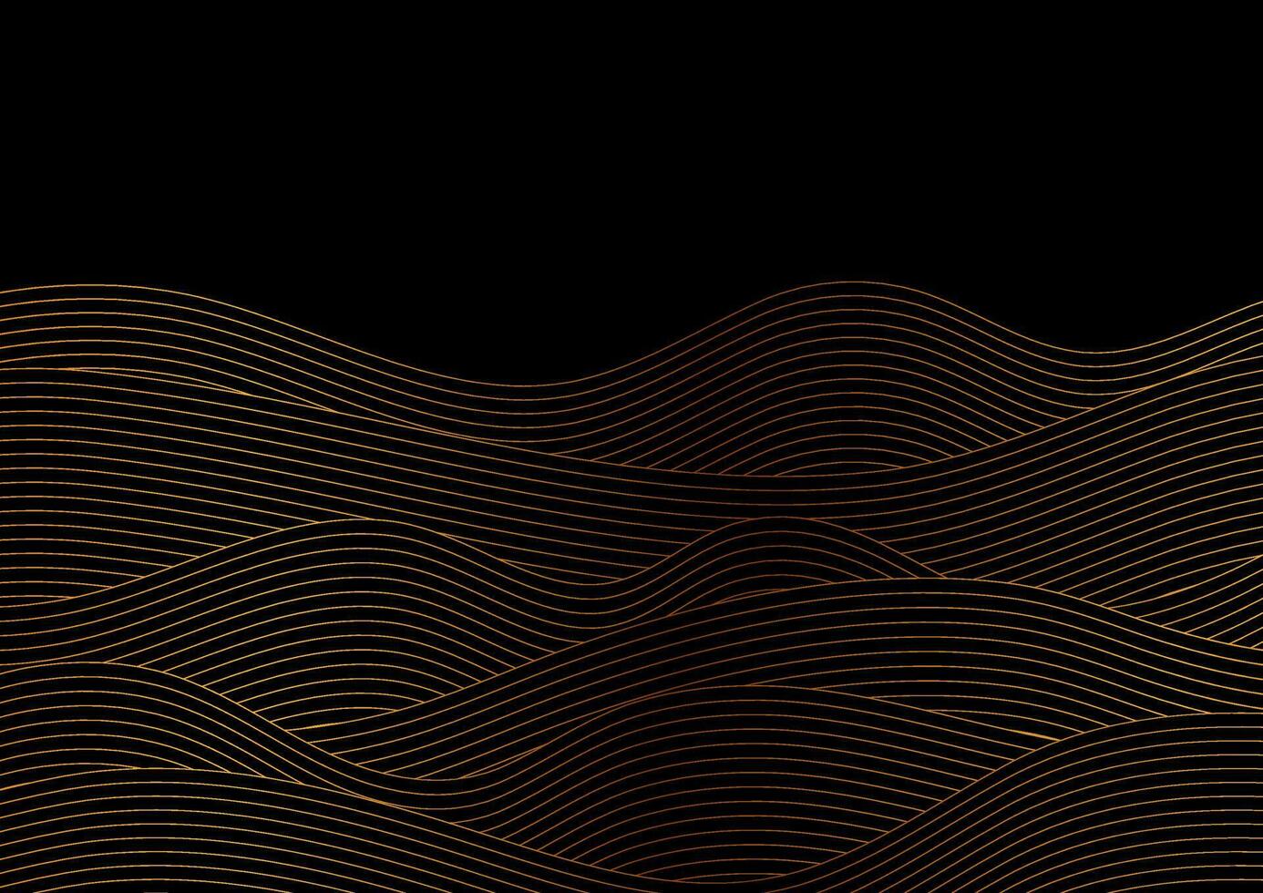 Golden wavy lines abstract minimal background vector