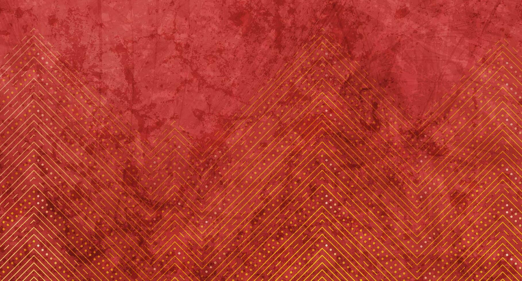 Golden dotted lines on red grunge background vector