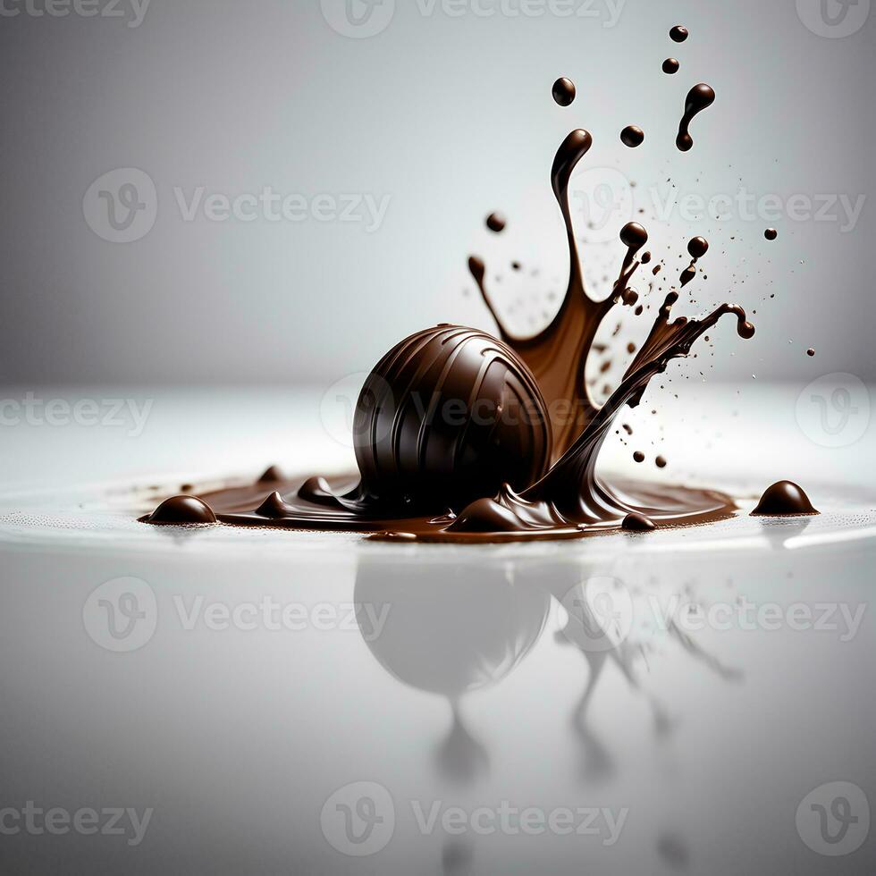 AI generated Chocolate Bar Splash isolated on white background. ai generative photo