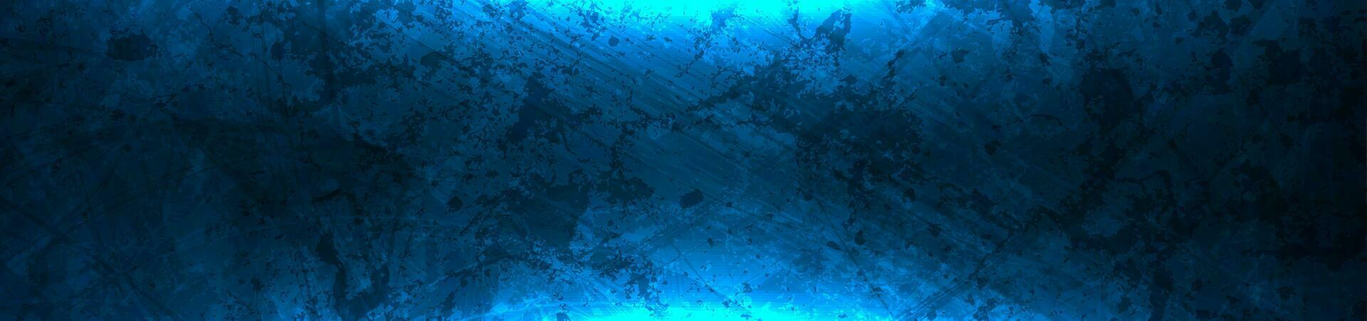 Grunge blue texture with blue neon illumination abstract banner vector