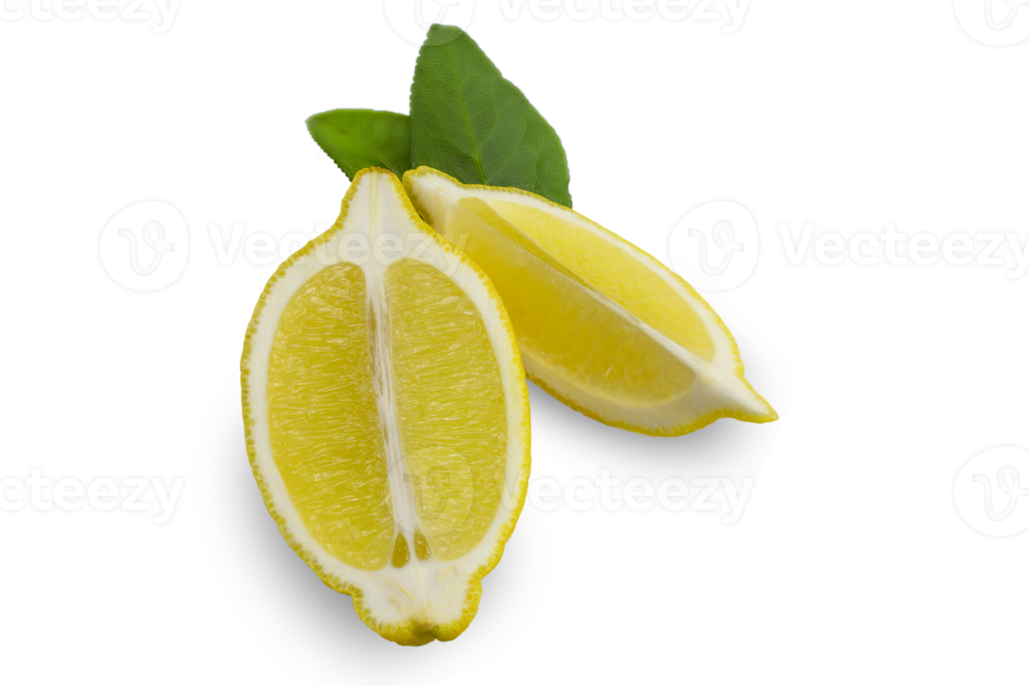 Slices of fresh lemon isolated on a transparent background. png