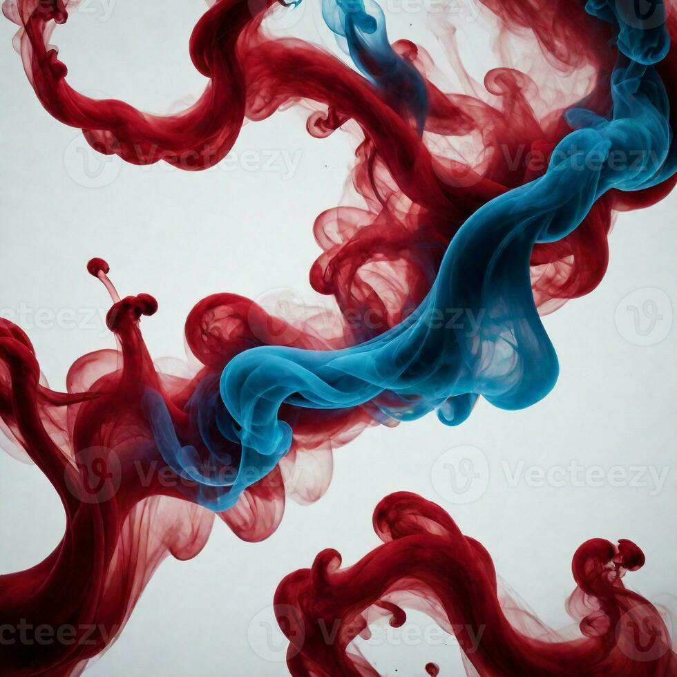 AI generated abstact red and blue smoke isolated on a white background. ai generative photo