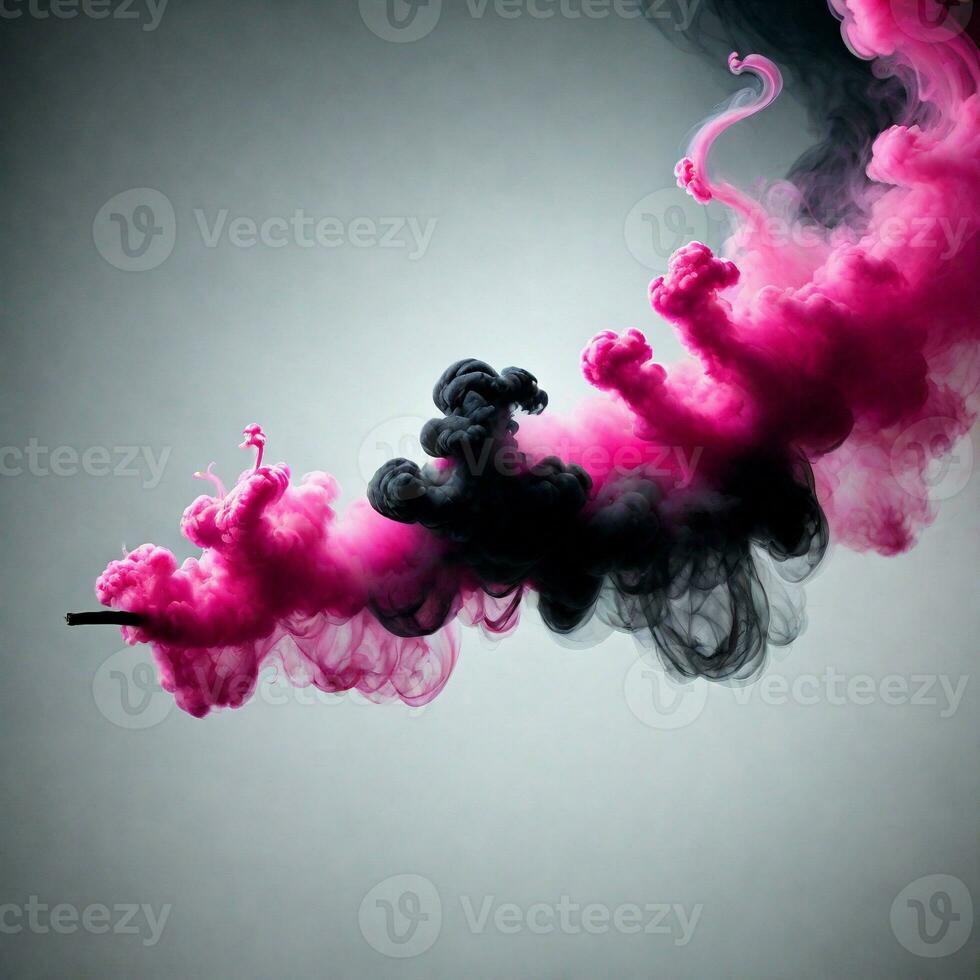 AI generated abstact black and pink smoke isolated on a white background. ai generative photo