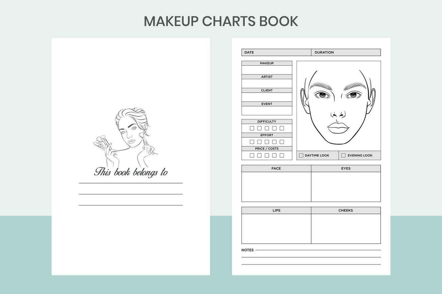 Makeup Charts Book Pro Template vector