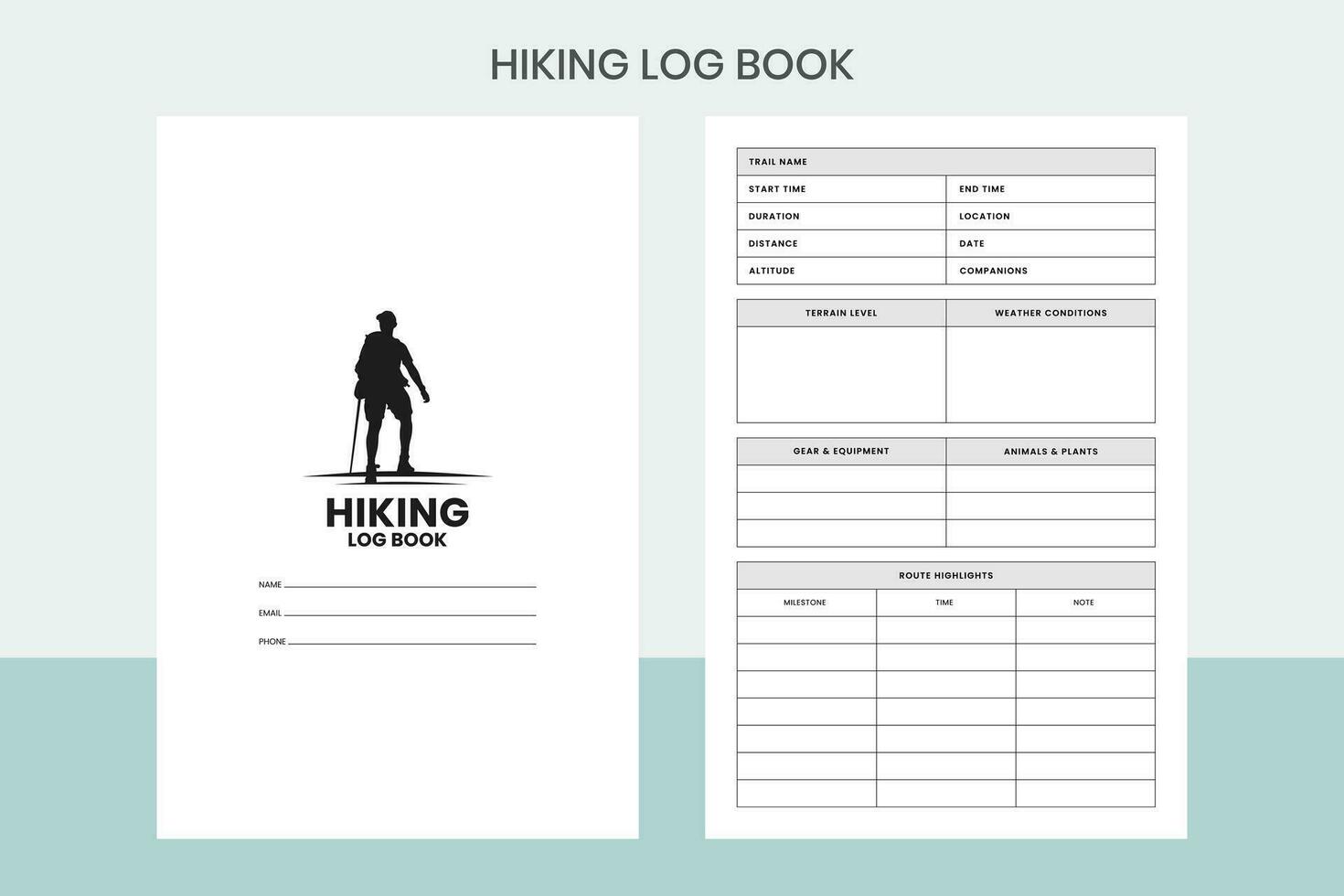 Hiking Log Book Pro Template vector