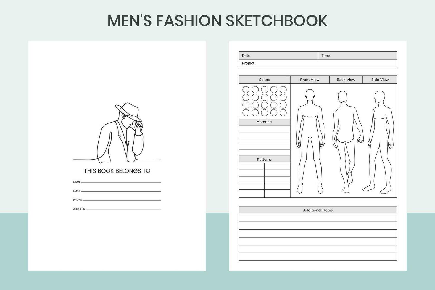 Men Fashion Sketchbook Pro Template vector