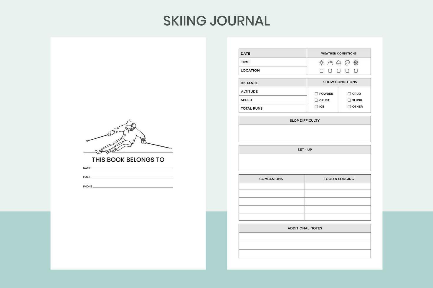 Skiing Journal Pro Template vector