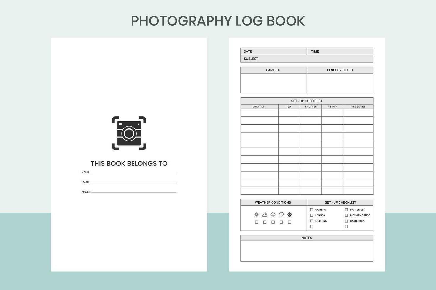 Photography log book pro template 35566087 vector art at vecteezy