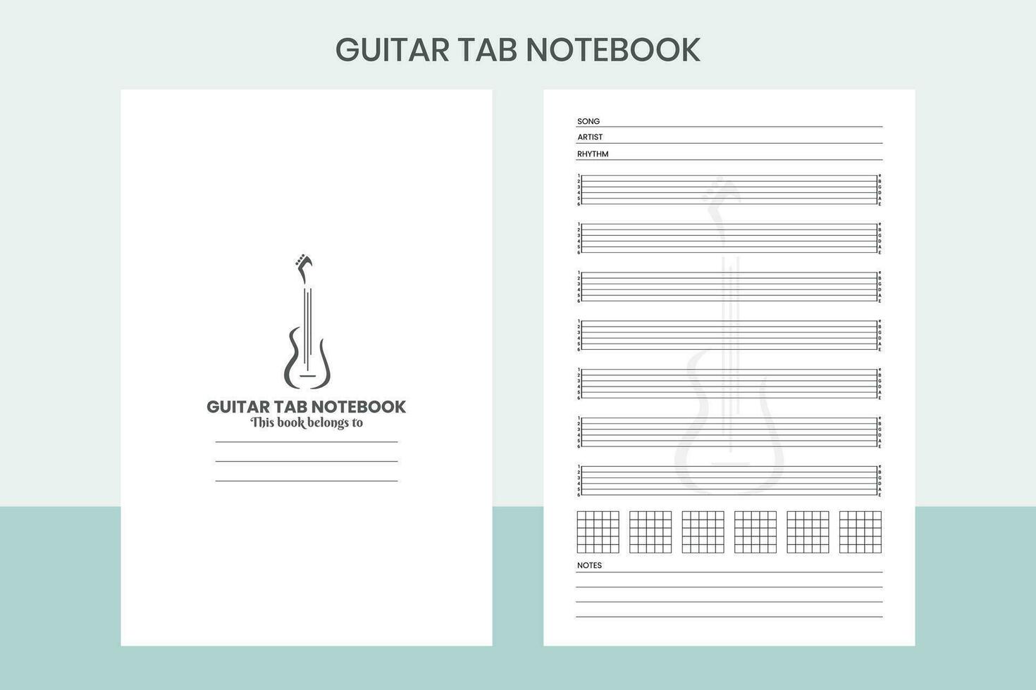 Guitar Tab Notebook Pro Template vector