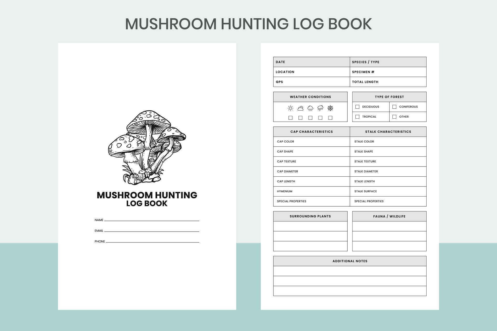Mushroom Hunting Log Book Pro Template 35566113 Vector Art at Vecteezy